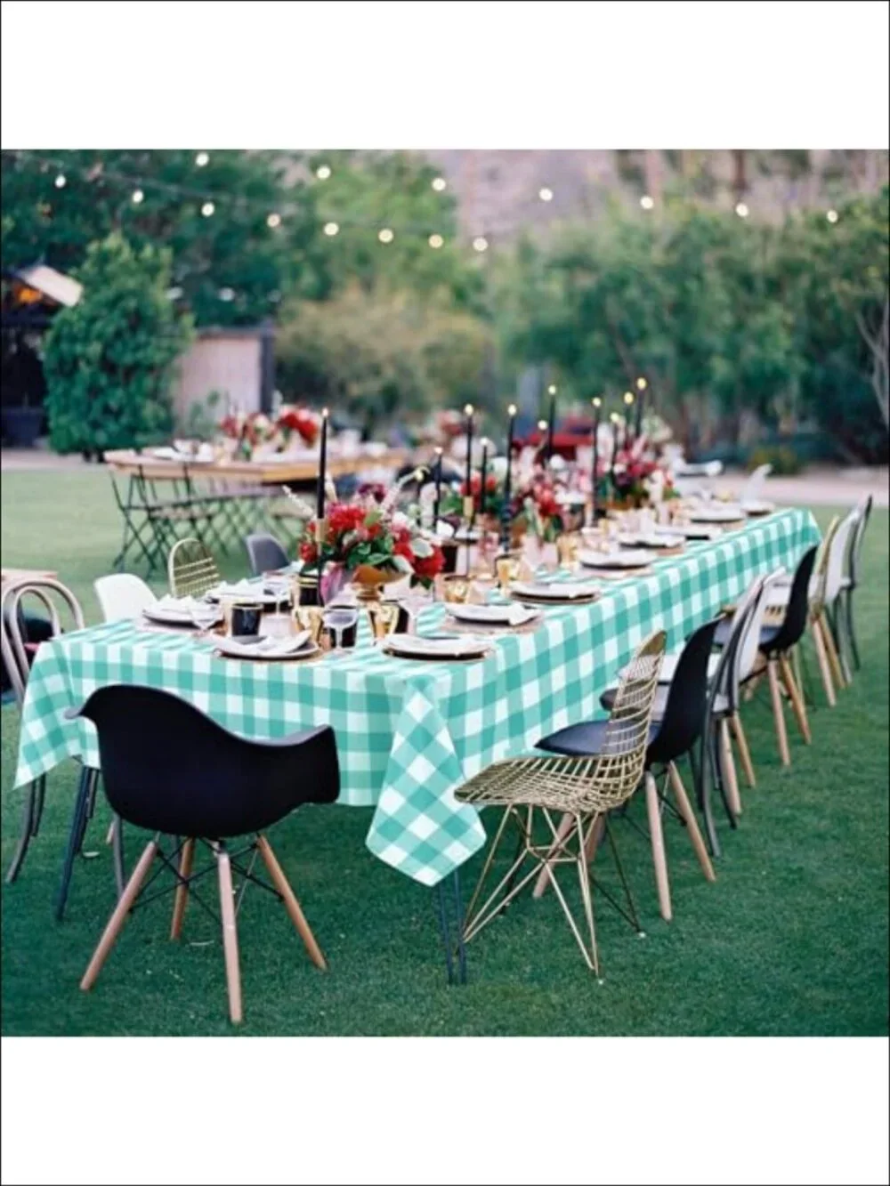 Checkered Tablecloth 60 x 120 Inch Rectangle Polyester Gingham Dining Table